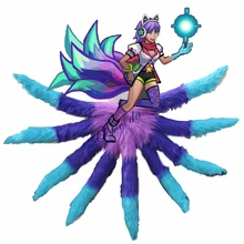 アニメ Lol Ahri コスプレ尾 3 色グラデーションナイン尾狐 Ahri セクシーな女性パーティーハロウィン衣装小道具(China)