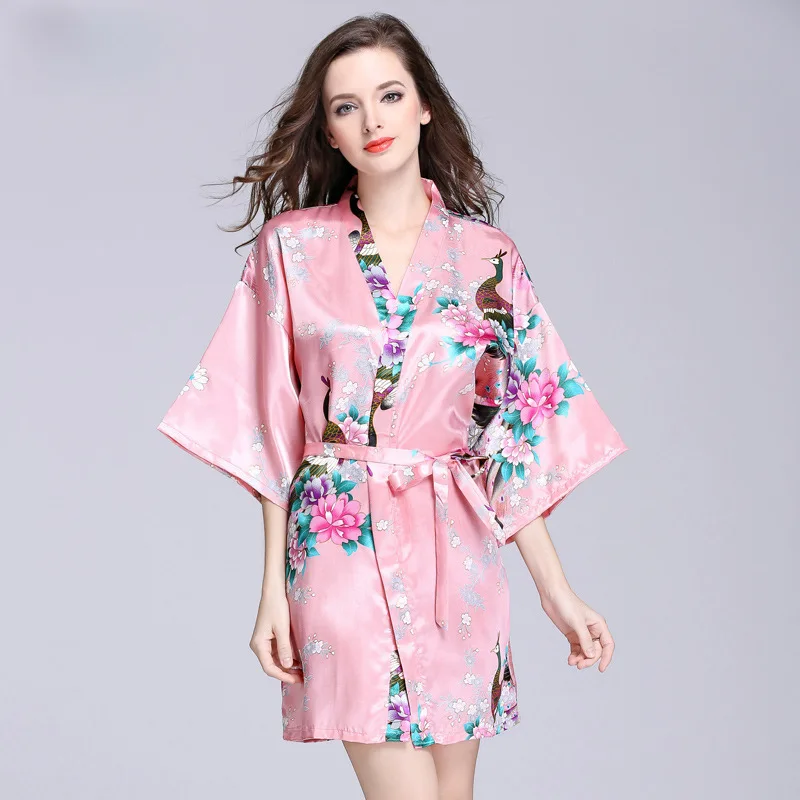 Silk Robe Femme Sleepwear Satin Robes Women Sexy Bathrobe Spring Autumn