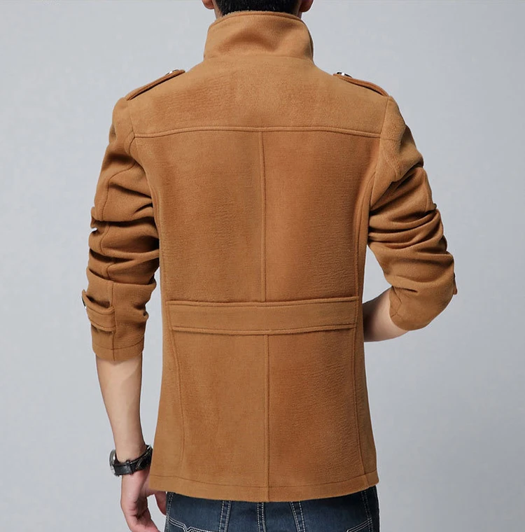 Velvet Mens Coat Jacket Stand Collar Autumn Winter Slim Buttons Outerwear Parkas 2J1167