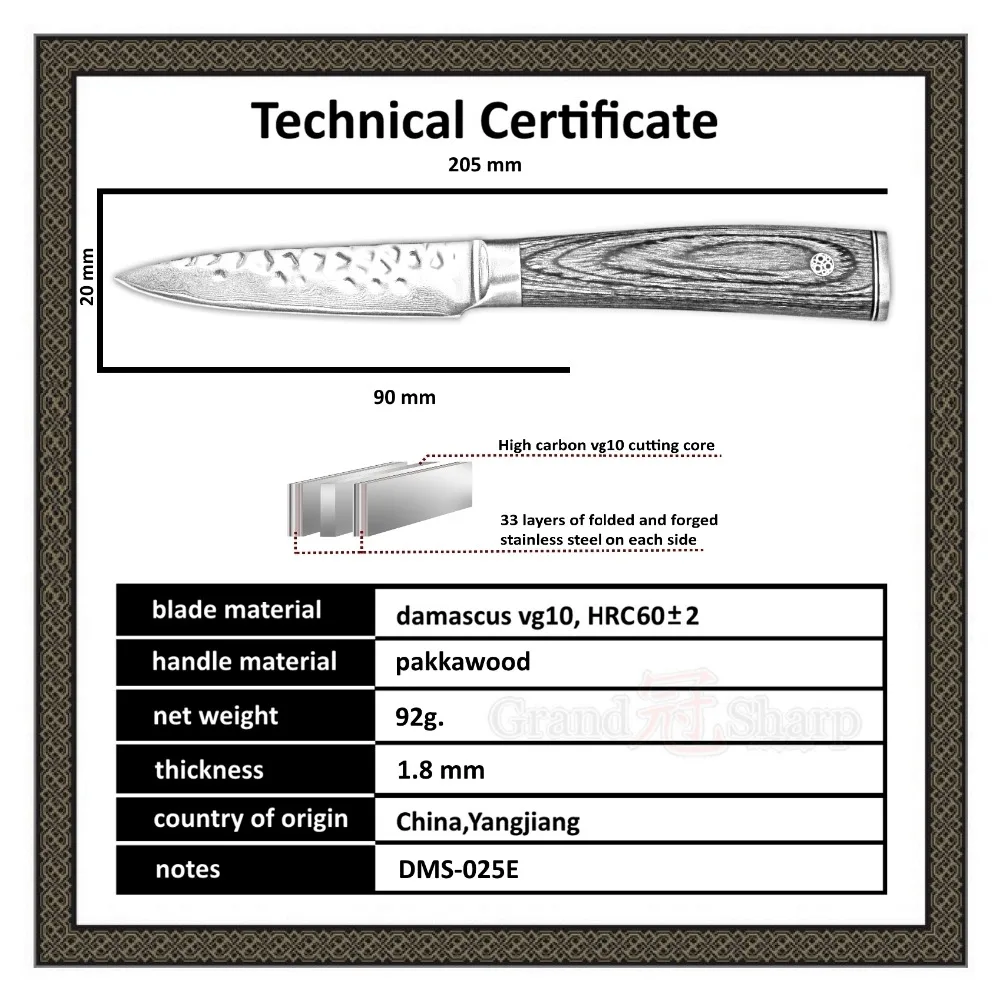 GRANDSHARP Дамаск Кухня Ножи 3,5 дюймов нож для очистки овощей Ножи vg10 японской дамасской Нержавеющая сталь шеф-повара приспособления для фруктов и овощей гаджет