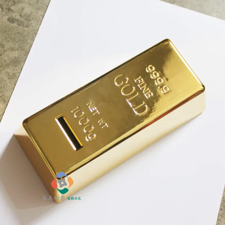 Whitelotous Gold Bullion Bar Piggy Bank Gold Bullion Brick Miniature Coin Bank Saving Money Box