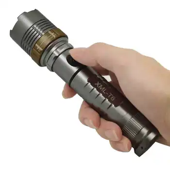

XM-L T6 LED Tactical Flashlight Self Defense Stick Baton Torch Lantern Portable 5 Modes Zoomable Light for Camping Explore