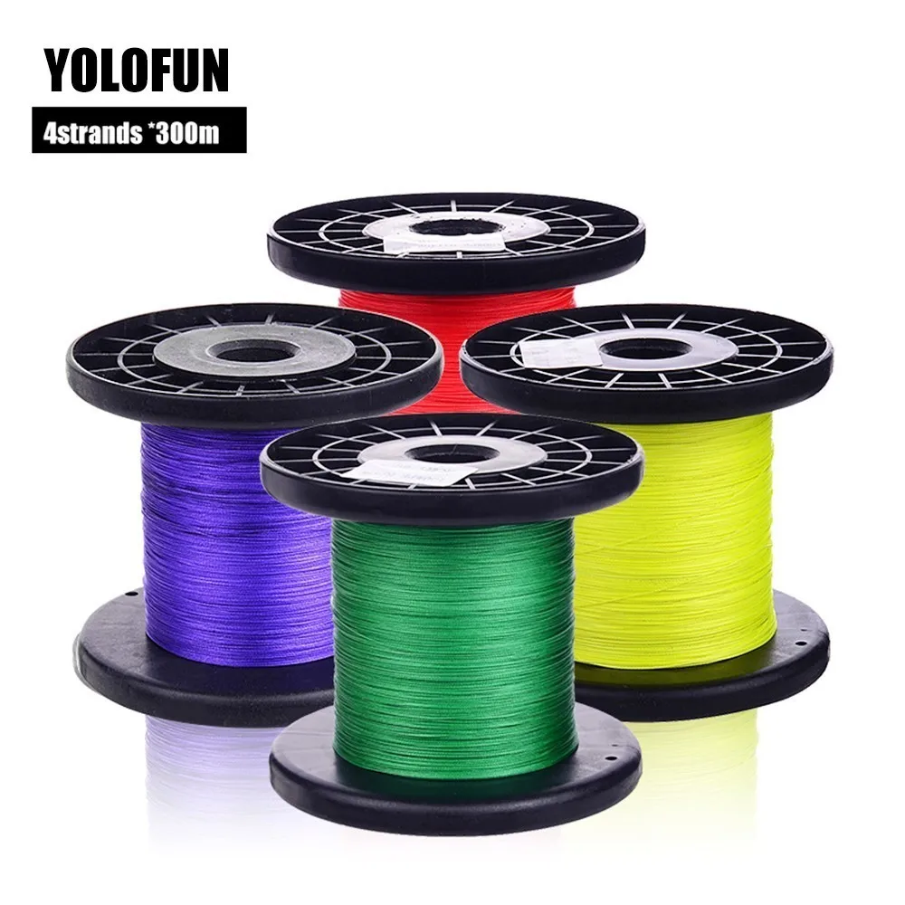 

300m braided fishing line mutifilament 4 strands braided cord fishing PE line red green yellow gray 4 Stan cord line for fishing