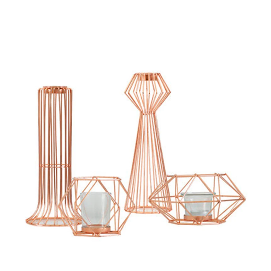 Simple Candlestick Nordic Gold Candle Holders Lantern Metal Nordic