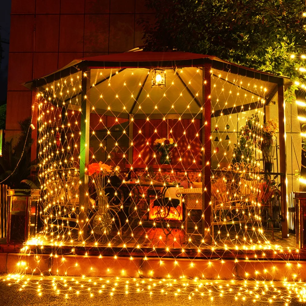 

Christmas Decoration Home Garden Net Mesh String Lights 1.5*1.5M/3*2M/6*4M Fairy Lights Outdoor Party Wedding Decor 220V Plug