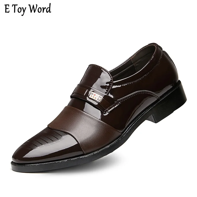 E Toy Word New Brand Shoes Men Genuine Patent Leather Shoes Pointed Toe