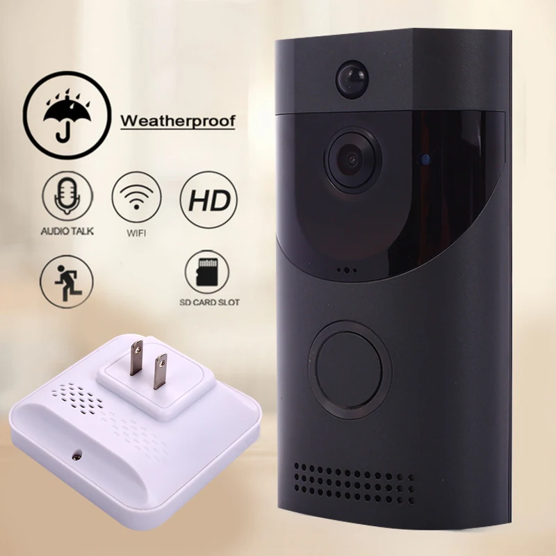 

WiFi Wireless Doorbell Video Intercom Waterproof 720P HD Two-way Audio PIR Camera Night Vision Wide Angle Lens Doorbell