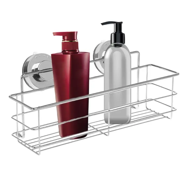 

Wall Mounted Bathroom Shelf Suction Basket Storage Holder Nail-free Hanging Organizer
