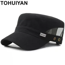 TOHUIYAN Новая мода Для мужчин s Шляпа Унисекс Для женщин Для мужчин плоская крыша Военная шляпа кадетский патруль широкополая шляпа сезон: весна–лето Повседневное хлопковая кепка в стиле милитари