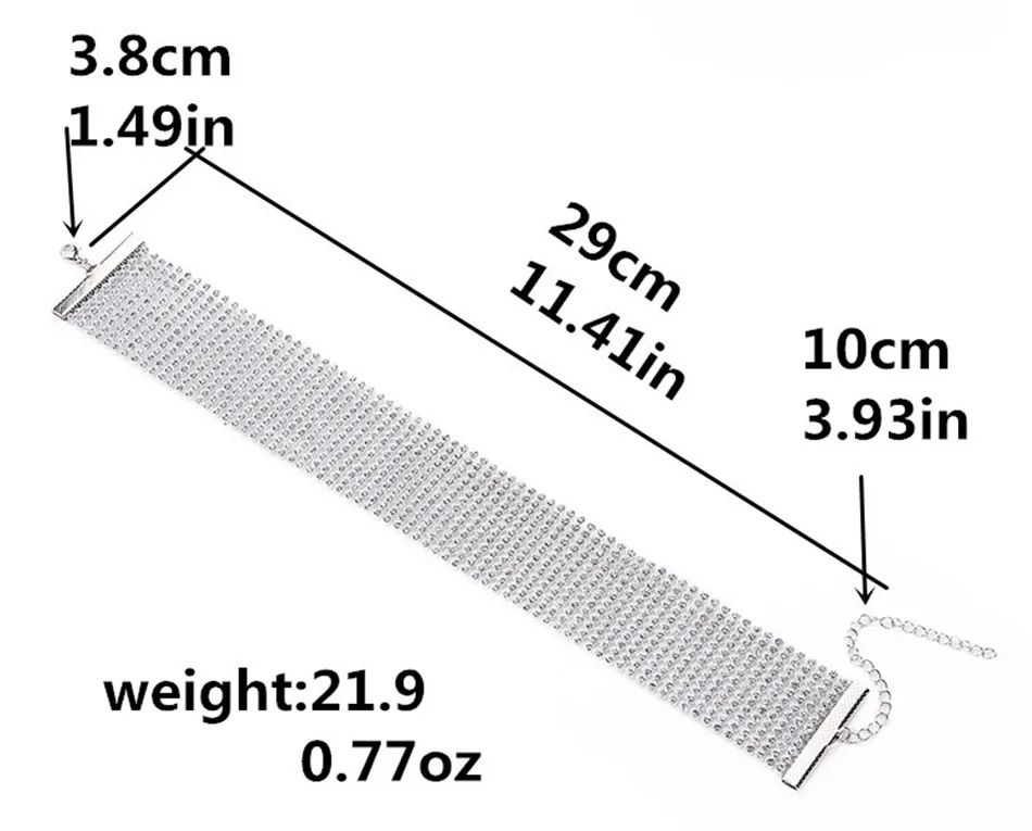 Распродажа элегантный широкий со стразами Chocker Цепочки и ожерелья Сияющий Бусины модные Цепочки и ожерелья troques Для женщин jewelry подарки
