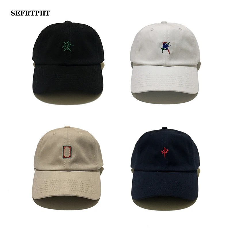 

Summer 2019 Brand New Mahjong Embroidery Unisex Outdoor Sports Hats Women Men Cap Baseball Cap Snapback Casual Caps Gorras Bone