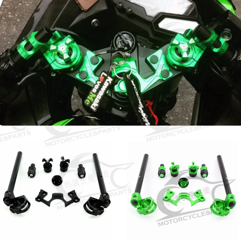GIDIBII Left Side Handlebar For Kawasaki Ninja 250 (2008-2012) & Ninja 300 (2013-2017) - Black Aluminum