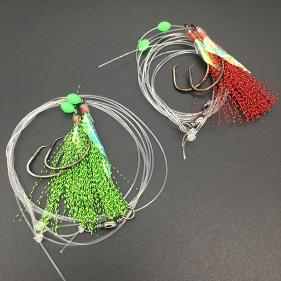 20Pack*Hook Size 6/0 Fish Skin Bait Flasher Rig Sabiki Lures Sea Fishing Rigs Fishing Hook