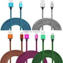 200 шт./лот 2 М 6FT& 1 М Micro V8 ткань нейлон плетеный кабель usb вспомогательные Пачки для samsung s3 s4 s6 примечание 2 для htc blackberry