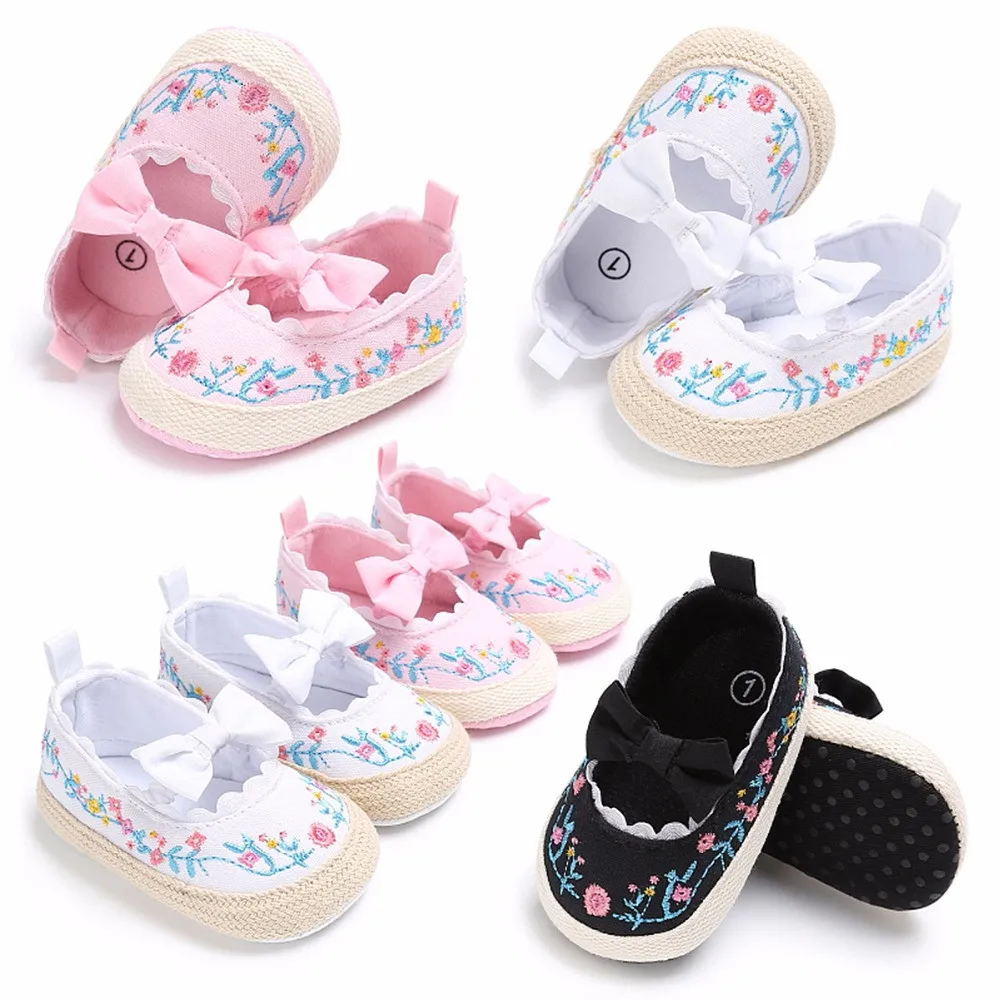 Хлопковая обувь для маленьких девочек; обувь для новорожденных; обувь для малышей; обувь для маленьких девочек с бантом; мягкая нескользящая обувь для малышей; 0-18 месяцев