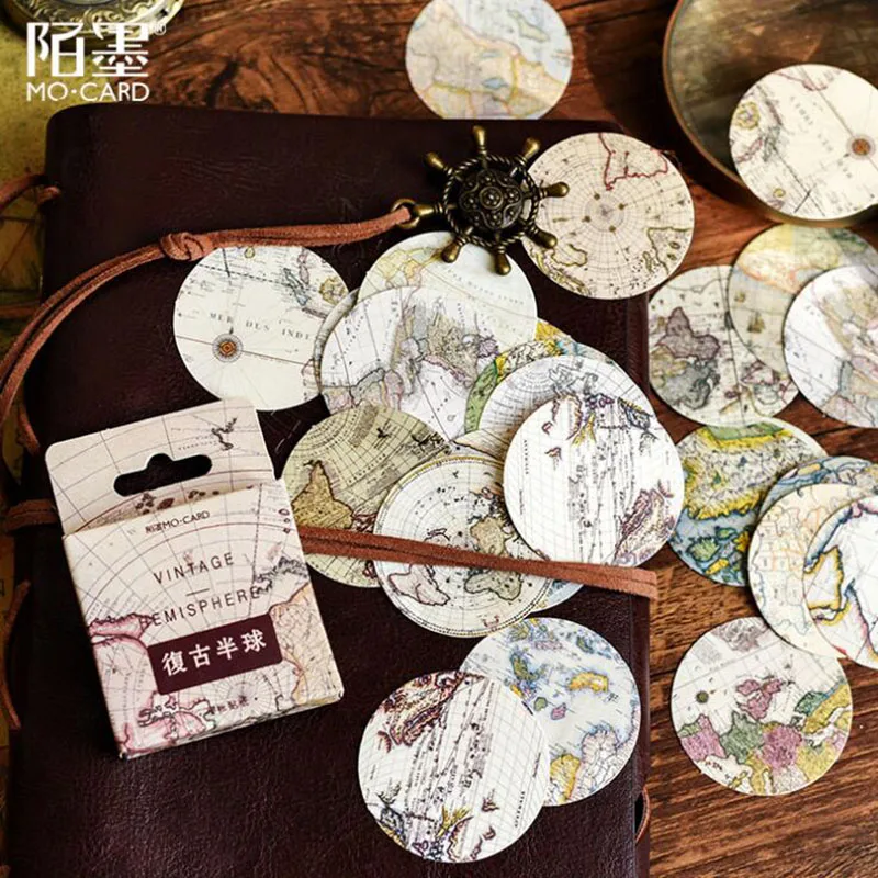 

46 pcs/ Box Retro Mini Hemisphere Label DIY Stationery Decoration Scrapbook Album Diary Label Seal Office Round Sealing Stickers
