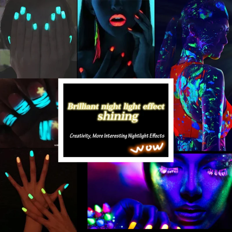 6 цветов ультрафлуоресцентный порошок для ногтей Неон фосфор цветной дизайн ногтей Блестящий пигмент блестящий; с подсветкой пыль украшения TSLM1