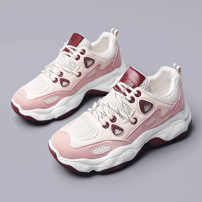

2019 New Fashion Spring Retro Sport Running Shoes Women Sneaker for Girl Height Increasing Breathable Comfortable Old Dad