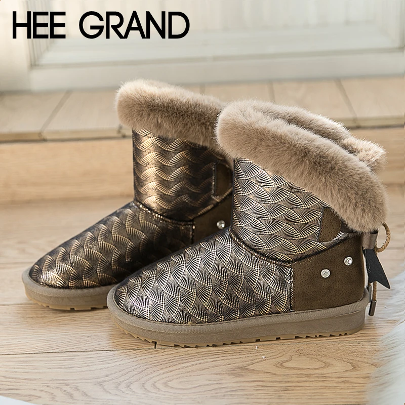 

HEE GRAND Bling Faux Fur Women Snow Boots Sweet Cute Style Ankle Boots Winter Warm Shoes Women Platform Suede Snow Boots XWX7139