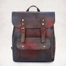 Модный мужской женский рюкзак из натуральной кожи, градиентный цветной дизайн, повседневная сумка для книг, рюкзак, компьютерные сумки, рюкзак из воловьей кожи