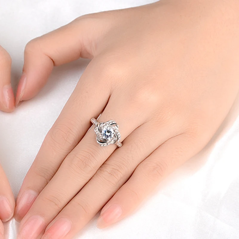 Винтажный вращающийся дизайн сверкающие 1.25ct AAA CZ Кристалл обручальные кольца для