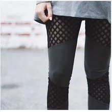 Пикантные открытые стрейч Фитнес Леггинсы для женщин Для женщин середины талии для отдыха полиэстер Брюки для девочек новая мода Сращивание Леггинсы для женщин Мотобрюки