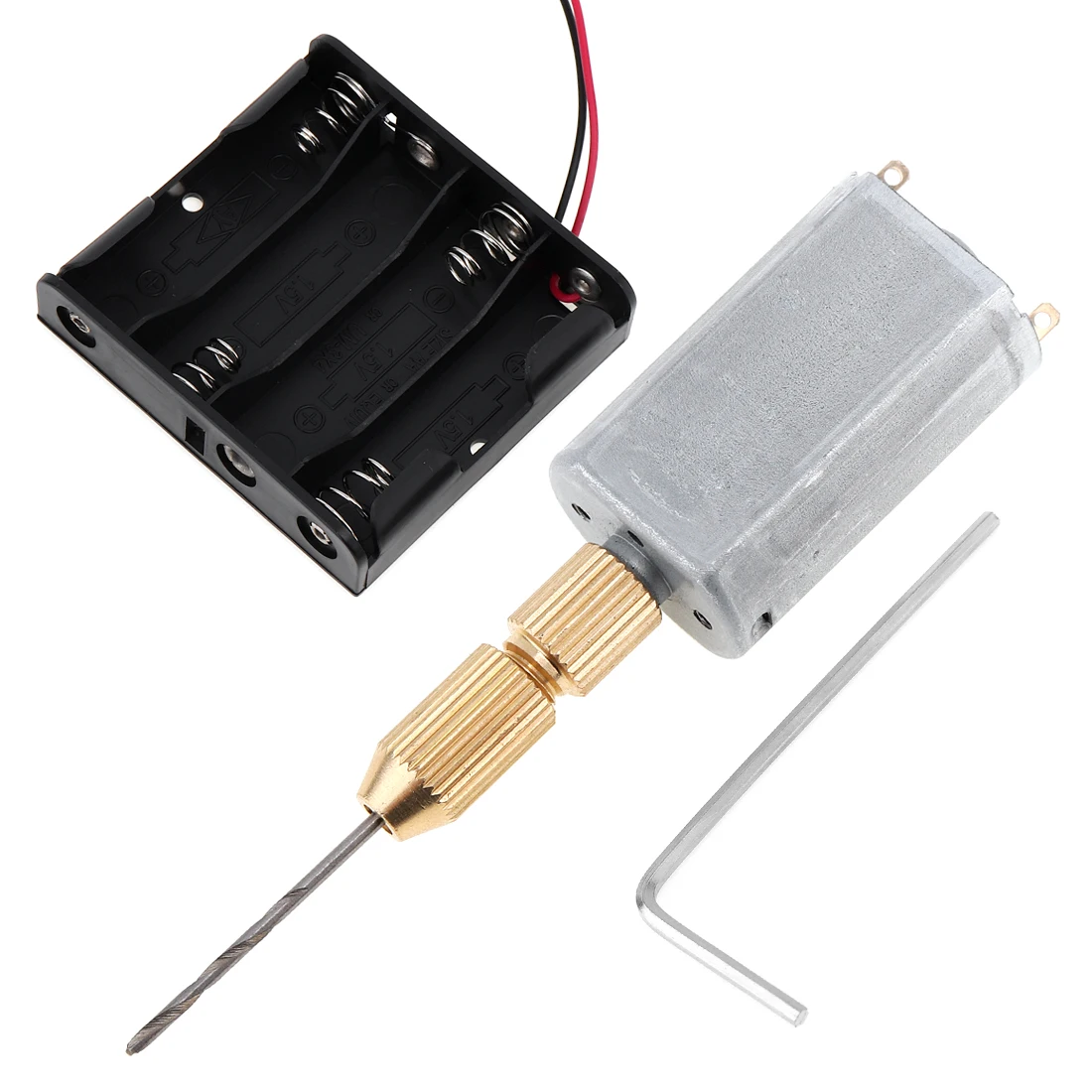 

Mini DC 6V PCB Electric Motor Hand Drill with 4 AA Battery Case and 1.3mm Twist Drill Bits for Plastic Wood Hole Tools