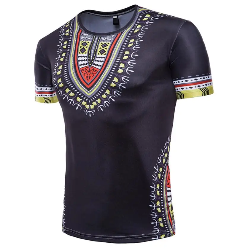 Men's Casual African Print O Neck Pullover Long Sleeved Top Blouse ...