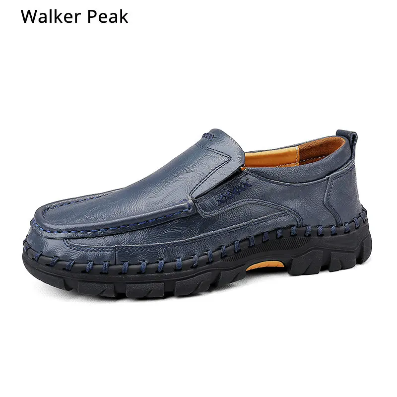 

Big Size 38-48 Mens Casual Shoes 100% Genuine Leather autumn slip on high quality Business Footwear Nonslip Work shoes Rubber