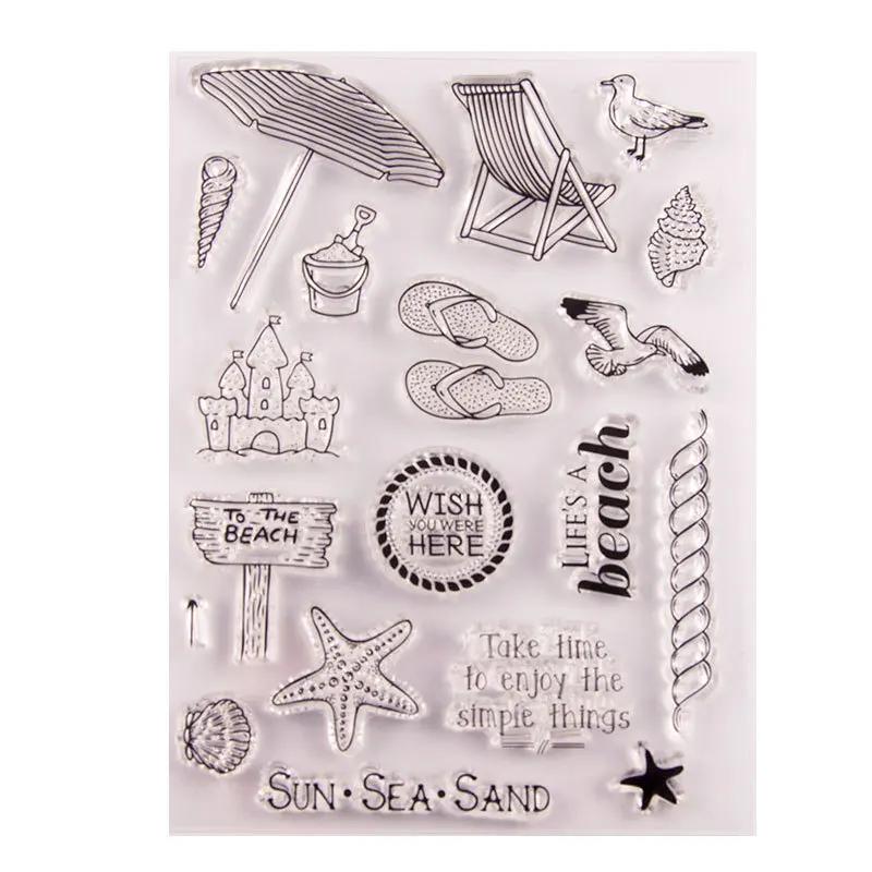 

Summer Beach Sunshine Sea Sand Scrapbook DIY Photo Cards Account Rubber Stamp Clear Stamp Transparent Handmade Card Stamp