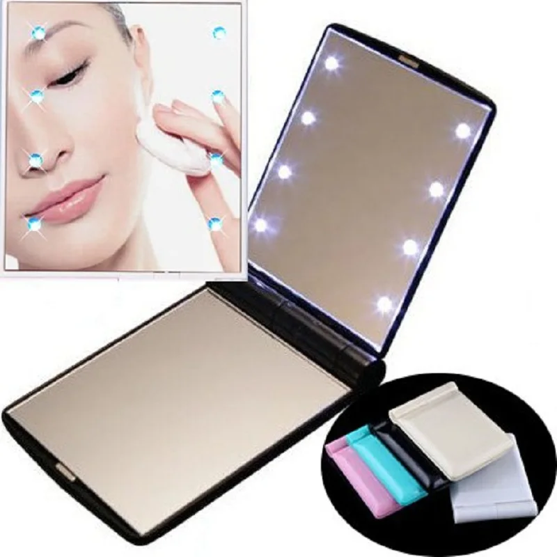 BEAUTMEI Free shipping Quality Portable 8 LED Mini Hand Pocket Makeup