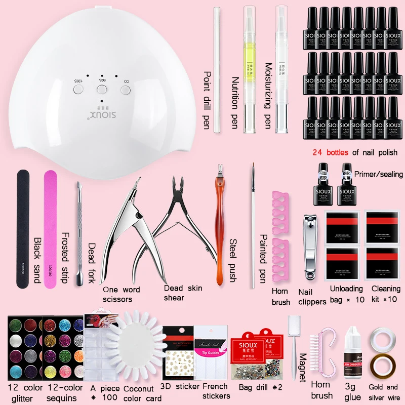 

Nail Set UV LED Lamp Dryer With Nail Gel Polish Kit Soak Off Manicure Set Colors To Choose Gel Nail Polish Nail Art Tools
