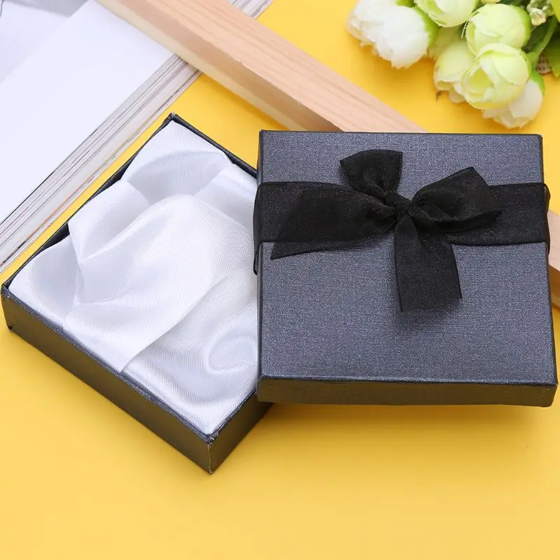 2 шт. шкатулка браслет упаковка коробки классический черный бантом украшения контейнер для хранения Организатор подарки квадратный
