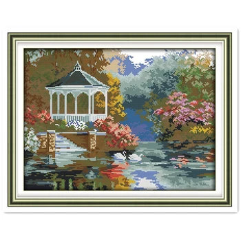 

Swan Lake DIY Set Painting DMC Cross Stitch Fabric Rest Room Cross Stitch Chinese Counted Cross Stitch Patterns Kits Home Decor