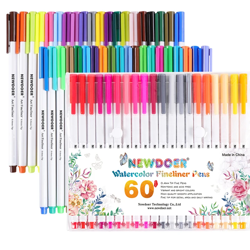 Caliart 60 Fineliner Color Fineline Pen Set 0.38 mm Colored Fine Line