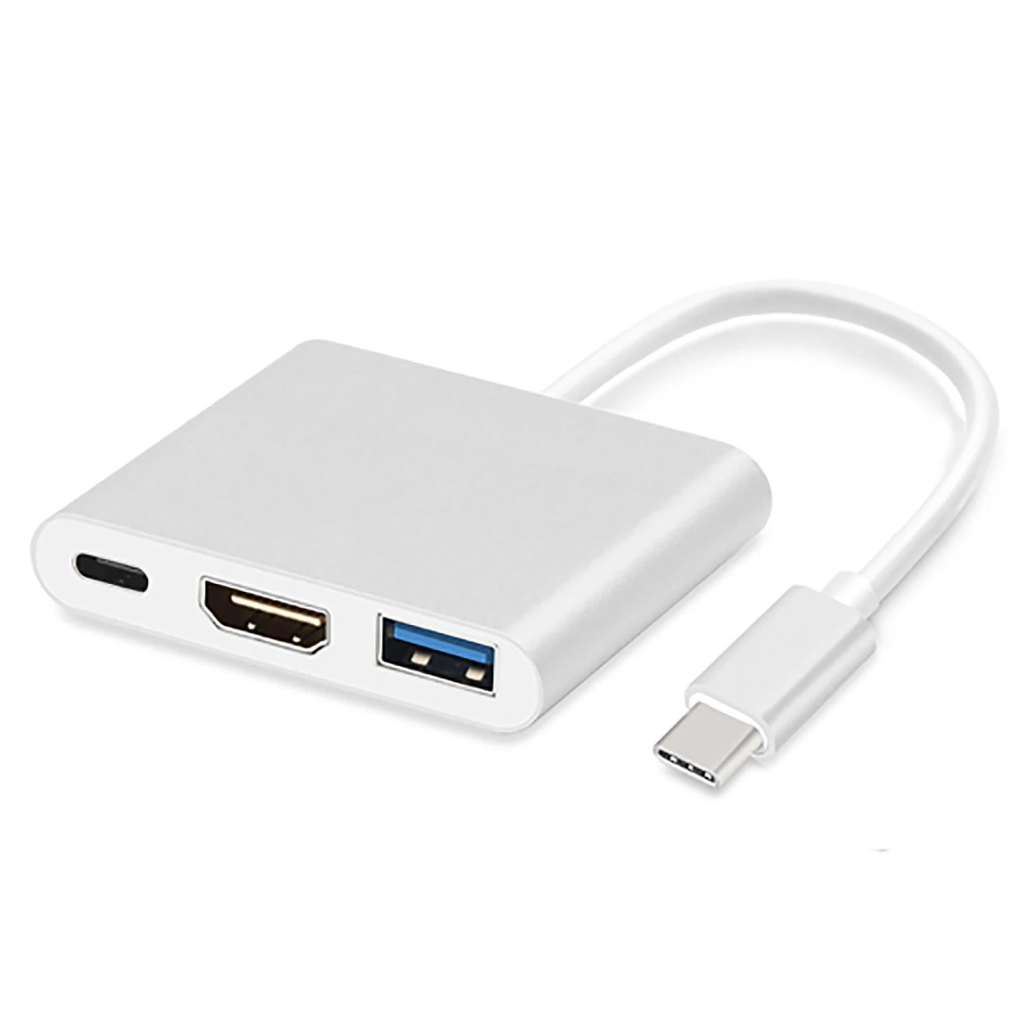 USB C концентратор к HDMI адаптер для Macbook Pro Thunderbolt 3 концентратор USB Type C к USB 3,0 порт HDMI 4K с USB-C питания - Цвет: Silver