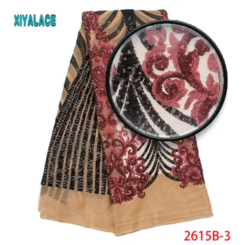 

Latest French Tulle Lace Fabric High Quality Sequins Fabric Embrodiery African Lace Fabric For Nigerian Party Dress 2615b