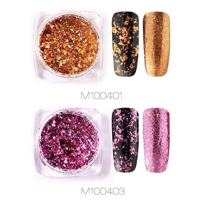 ROSALIND Nail Pigment Powder Nails Glitter Art Dip Powder Set Gel Polish Mirror Manicure Sparkles For Nails Chrome Pigment Art - Цвет: M1004-2PCS-02