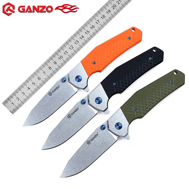 

Hot Selling Ganzo G7492 Stone-Wash 440C Blade G10 Handle Folding knife Hunting Tactical Military Utility Army Edc Kitchen Knife