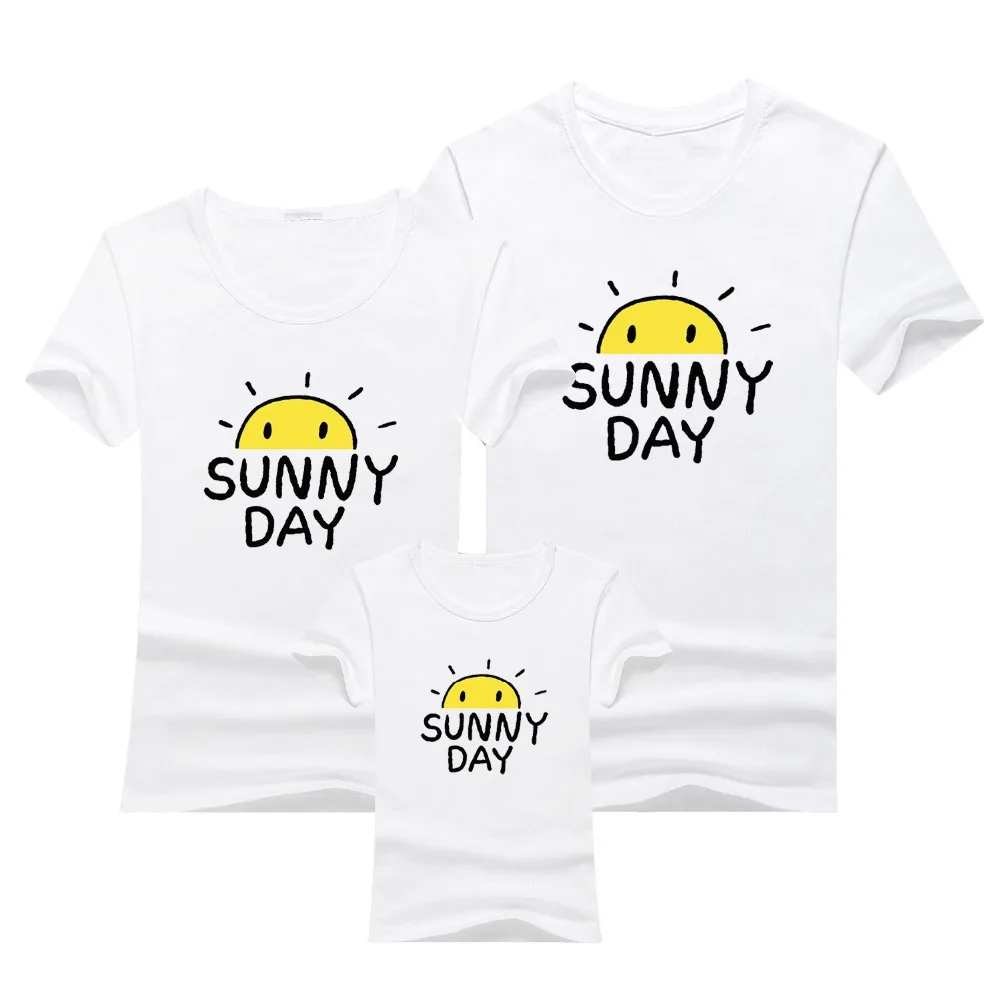 Summer Family Matching Outfits Mommy Daddy Kid Son Baby T-Shirt Shirts Family Look Clothes Child Tees Letter Print Tops Photogra