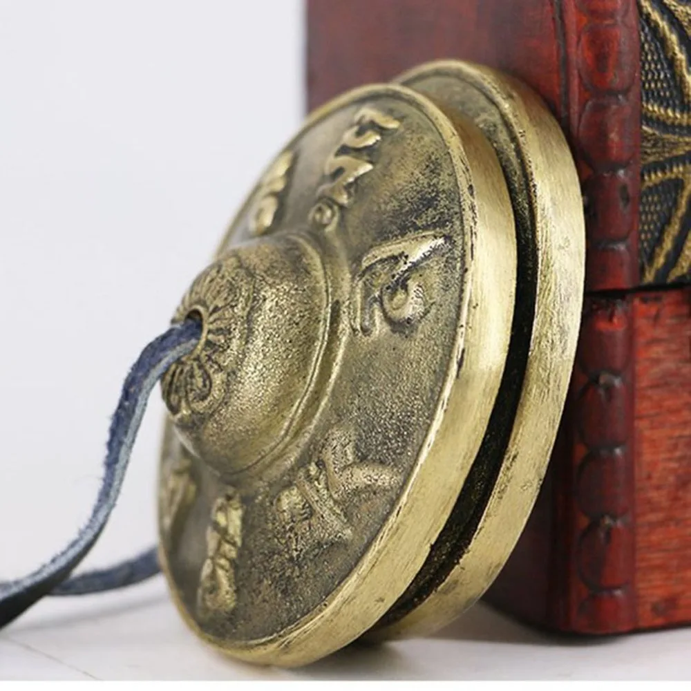 

Tibetan Bell Meditation Handcrafted Cymbal Bell Copper Crisp Sound Lucky Symbols Buddhist Temple