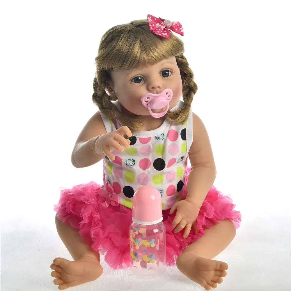 

57cm Full body silicone reborn baby doll toys lifelike adorable collectible doll bebe toddlers Xmas gifts bathe toy kids bonecas