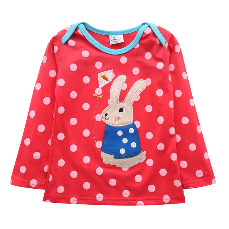 Jumping meter/футболки с длинными рукавами, детские футболки футболка для девочек Детская Хлопковая футболка с кроликом для девочек, одежда для малышей