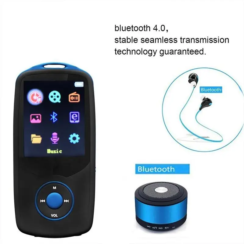 Спортивный MP3 плеер ruidu X06 с Bluetooth и экраном 1,8 дюймов, возможность воспроизведения 100 часов, высокое качество, запись без потерь, FM