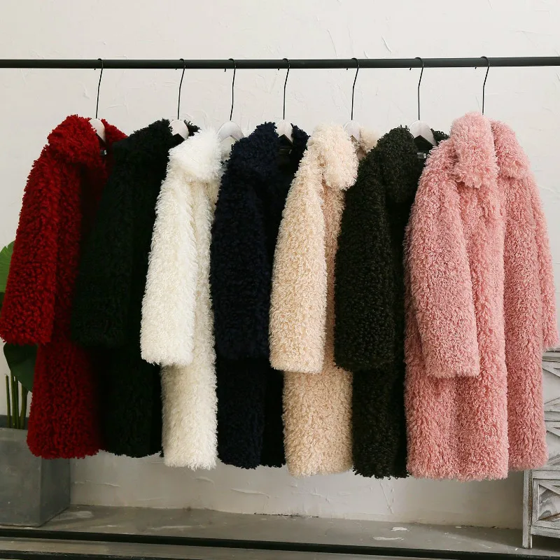 

Faux Fur Coat Lapel Fluffy Thick Parka Circles Lambs Fur Turn Down Collar Jacket Long Sleeved Bomber Cardigan Trench Coats Tops