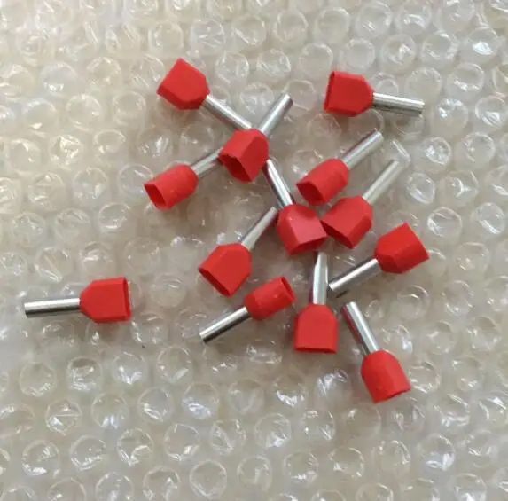 

100pcs TE10-14 2x10mm2 Double tube line nose needle shape Insulated Bootlace Ferrule Terminal
