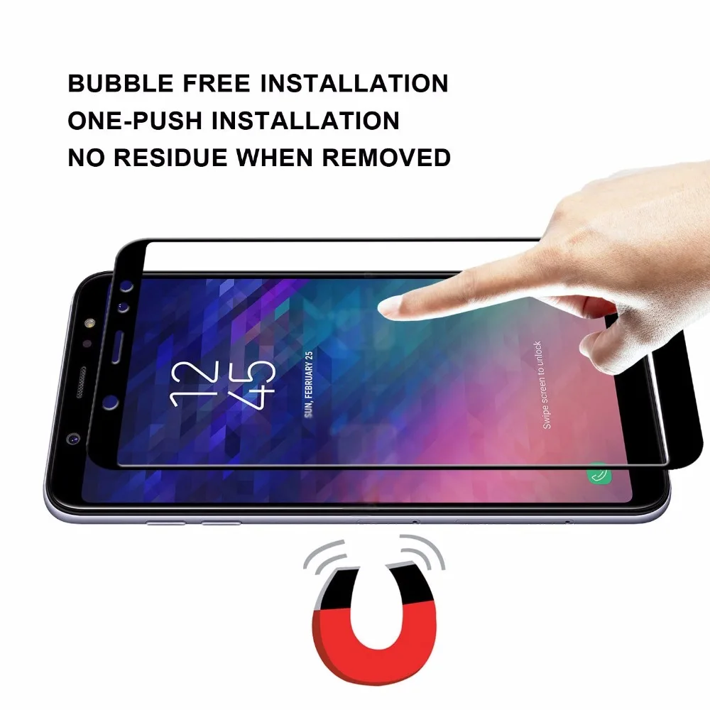 A6 A6Plus полноразмерная стеклянная пленка для Samsung Galaxy Plus + 2018 Защитная экрана 9H