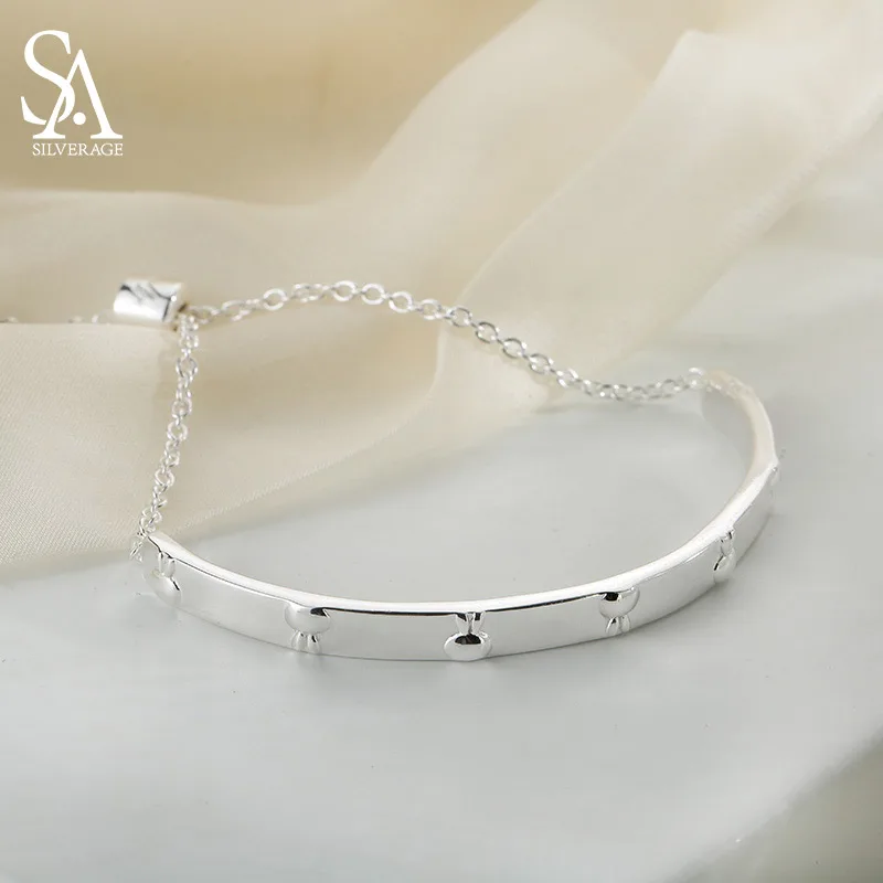 

SA SILVERAGE Real 925 Sterling Silver Bracelet Fine Jewelry for Women Rabbit Chain Bangle 2018 New Design