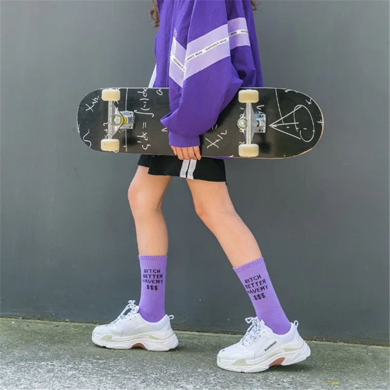 Новые модные носки в стиле хип-хоп с изображением акулы мужские длинные носки с рисунком уличные спортивные носки для скейтборда в стиле хип-хоп черные, белые, фиолетовые длинные хлопковые носки