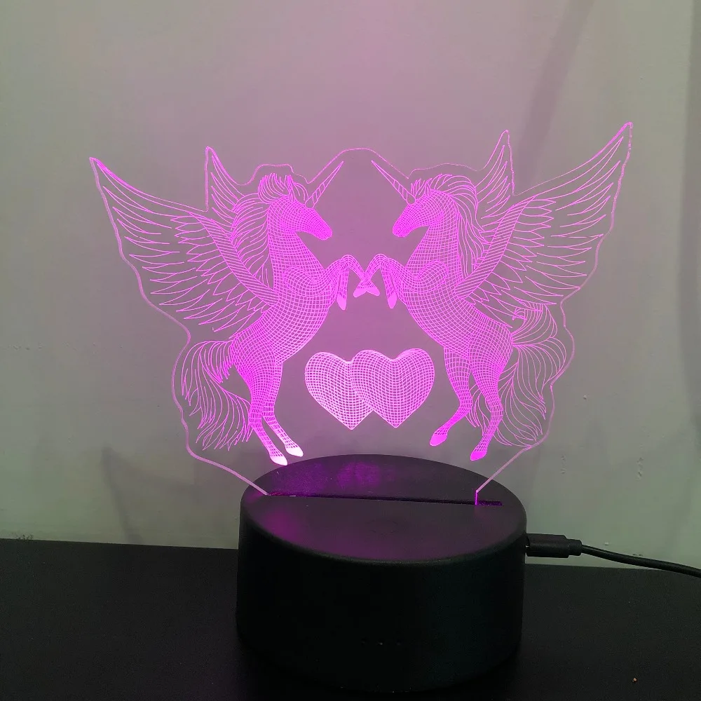 Подарок с Unicorn детский Ночной светильник на Рождество 3D ночной Светильник лучшие